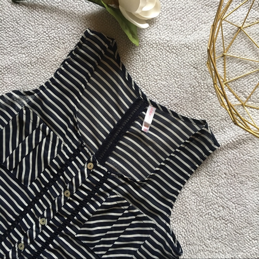 Xhilaration Navy/White Striped Tank